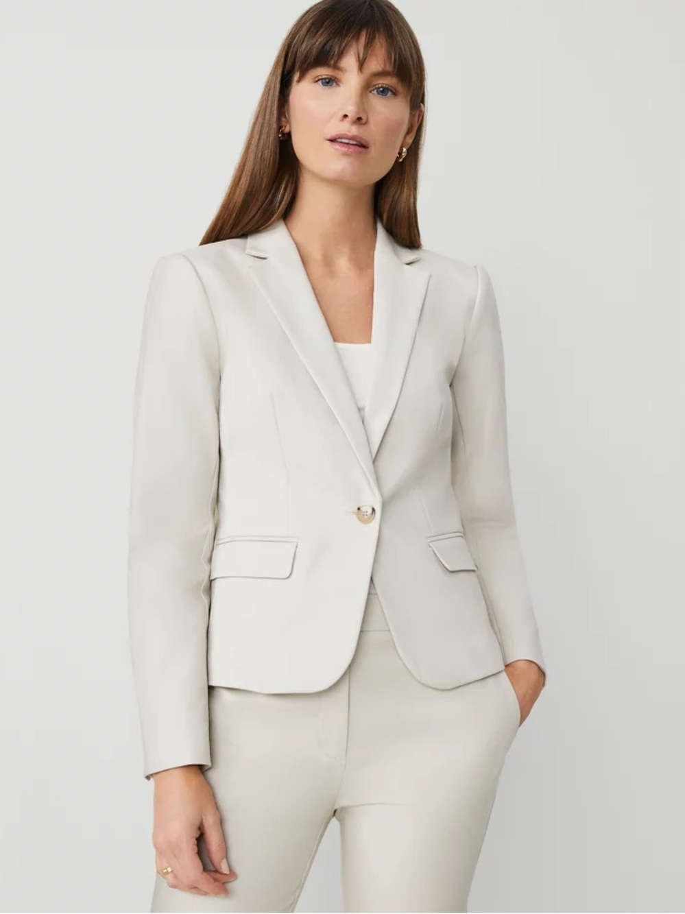 Ann Taylor Light Cream Tailored Blazer and Pants Suit